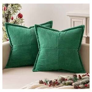 NEW MIULEE 2 Corduroy Throw Pillow Cover 20x20” Green